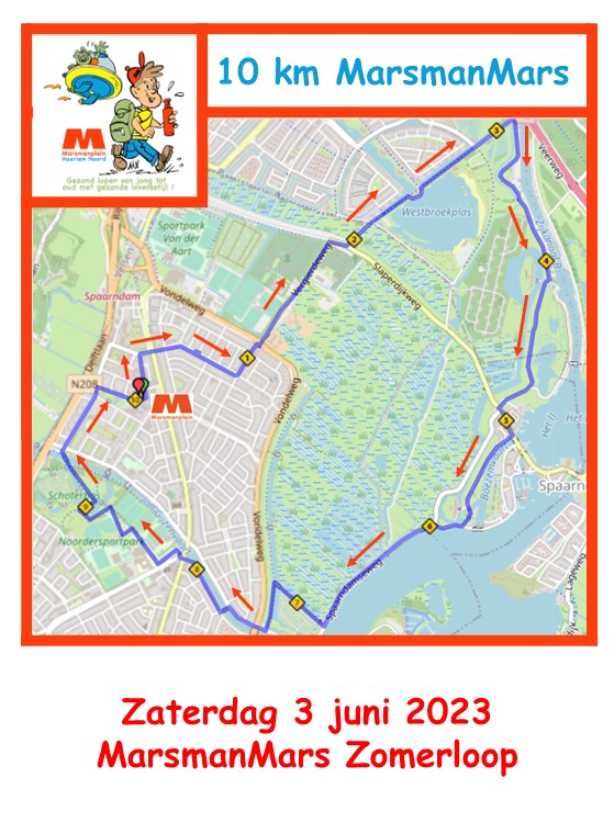 Routekaartje 10 km MarsmanMars Zomerloop 2023